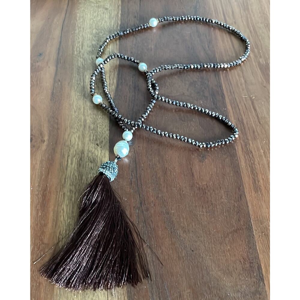 Anthropologie Brown Tassel Stunning statement necklace